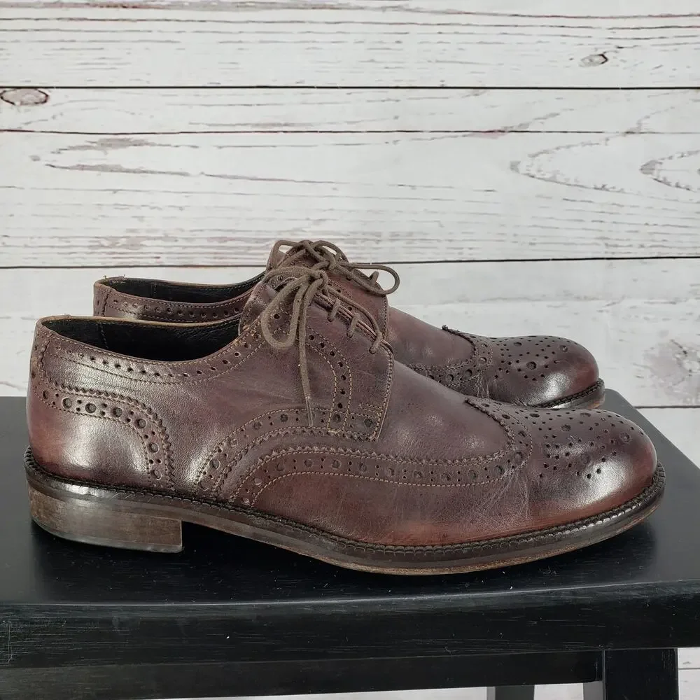 JD Marvin Made in Italy Men's Brown Vibram Oxford Shoes Size 43 EU